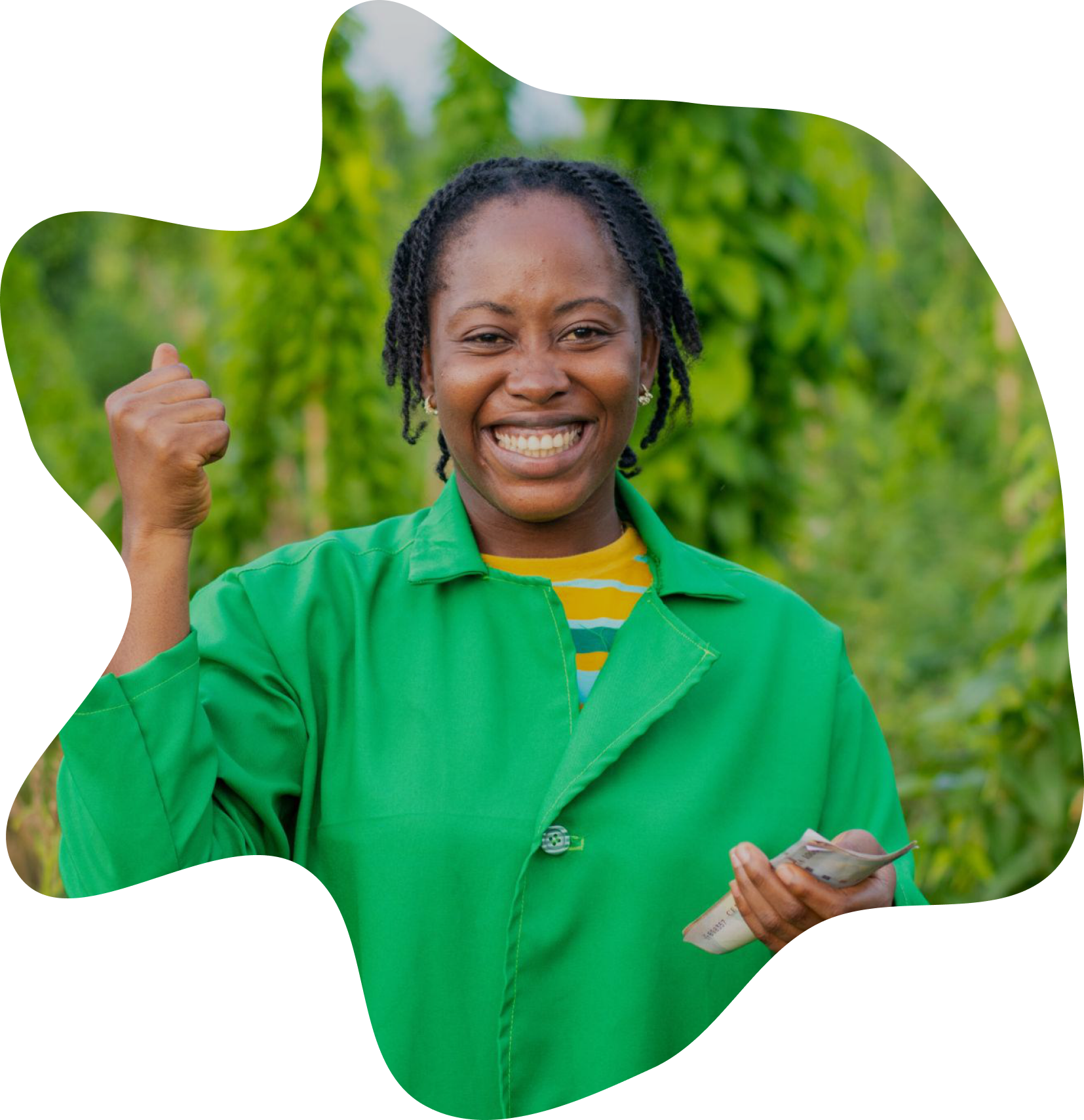 Smiling woman in green