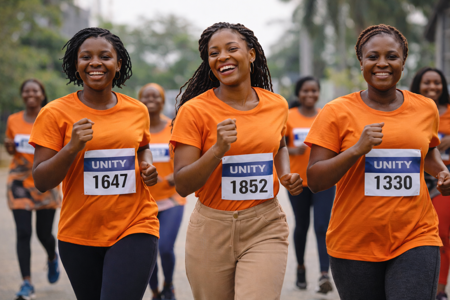 Woman running in a marathon