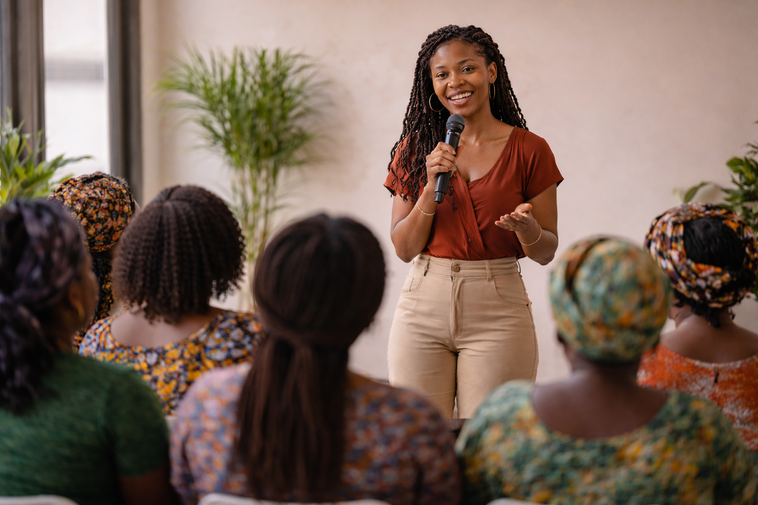 Women presenting during a community program
